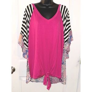 Watermelon brand, Pink short sleeve blouse ruffle sleeves